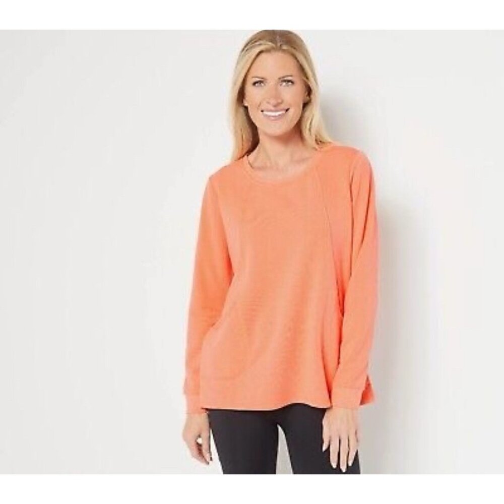 Fits 4 All by Carrie Wightman Seamed Pullover w/ Pocket XXS‎ Tangerine A491503